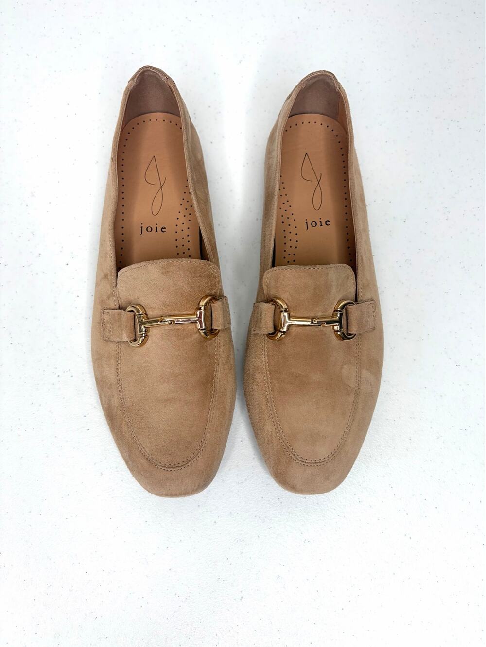 Joie Suede Horsebit Loafers Women's Sz 7.5 Tan Classic Chic Preppy Career